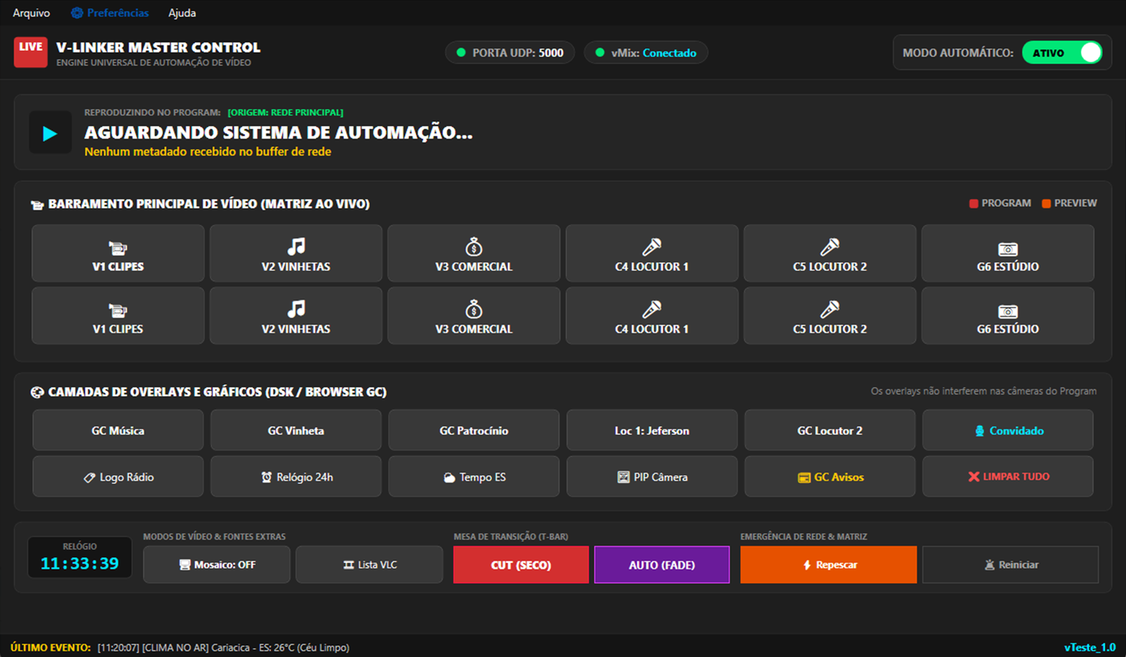 Interface Completa do V-linker Master Control